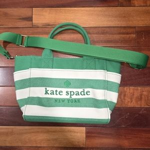 NWOTs Kate Spade Jett Beach Time Stripe Small Tote in Green Bean